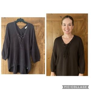 Alter’d State Slouchy Dolman 3/4 length sleeve sweater size small charcoal grey